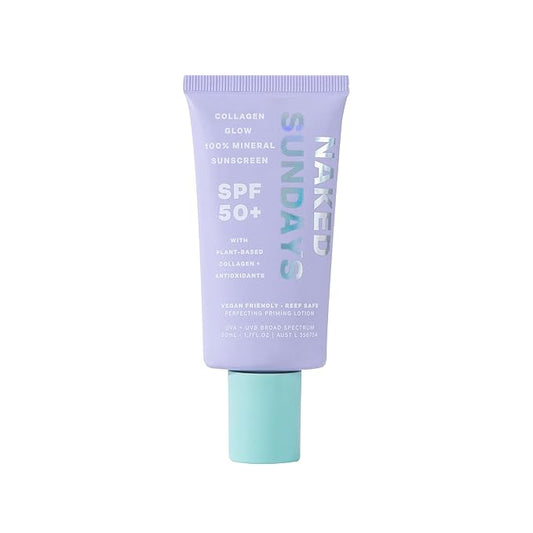 Naked Sundays SPF 50 Daily Facial Moisturizer, All-in-one Mineral Sunscreen, Face Lotion, Makeup Primer with Broad Spectrum UVA/UVB + Zinc Oxide, 50ml-FemmiqueWomen