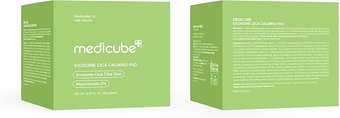 medicube Exosome CICA Tea Tree Calming Toner Pads for Sensitive Skin with Centella Asiatica Help Reduce Redness & breakouts. Low-irritating & Hydrating Daily Care, Korean Skincare, Vegan (100 Pads)-FemmiqueWomen