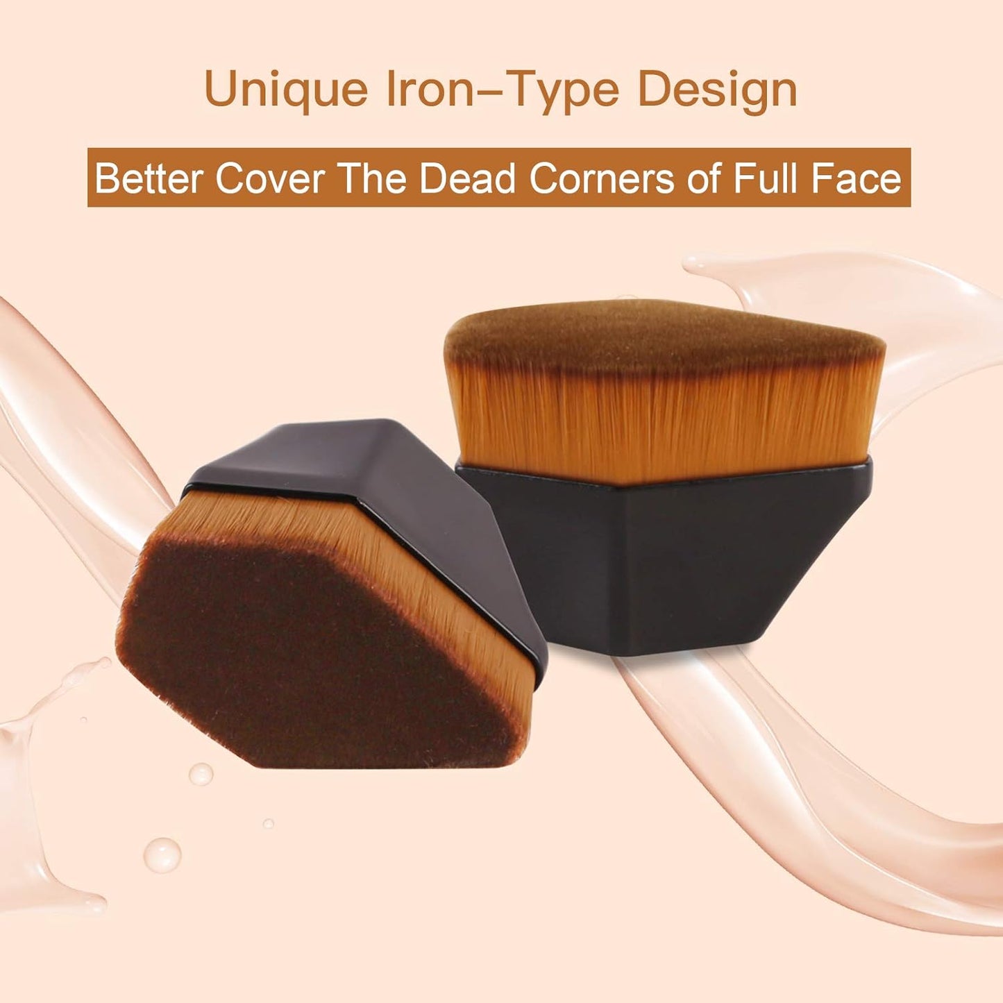 Foundation Brush, Daubigny Iron Type Makeup Brush for Face Blush Liquid Powder Foundation Brush for Blending Liquid, Cream or Flawless Powder Cosmetics with Protective Case (Black)-FemmiqueWomen