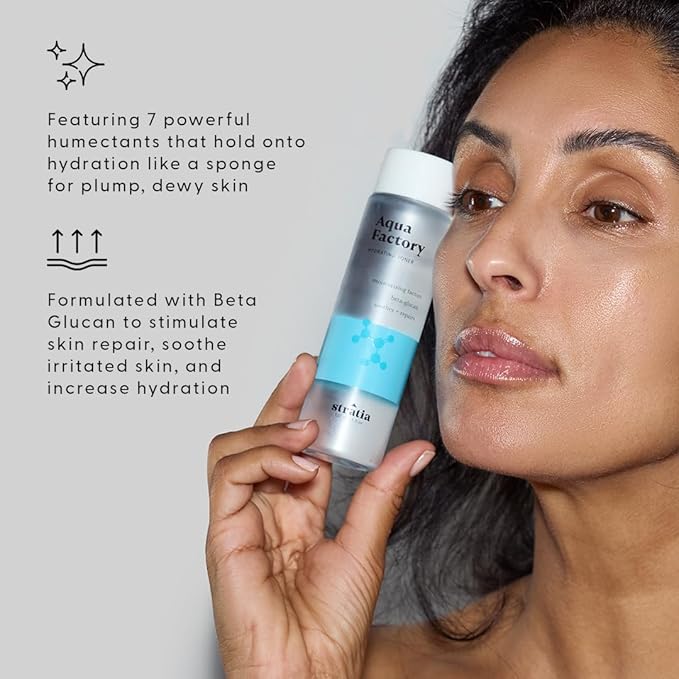 Stratia Aqua Factory Hydrating Toner with Beta Glucan, 7 Moisturizing Factors & Peptides for Barrier Repair, Nourishing Dry & Sensitive Skin, 4oz-FemmiqueWomen