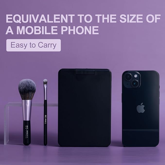 BS-MALL Travel Makeup Brush Set Foundation Powder Concealers Eye Shadows Makeup Set with LED light Mirror 14 Pcs (Purple)-FemmiqueWomen