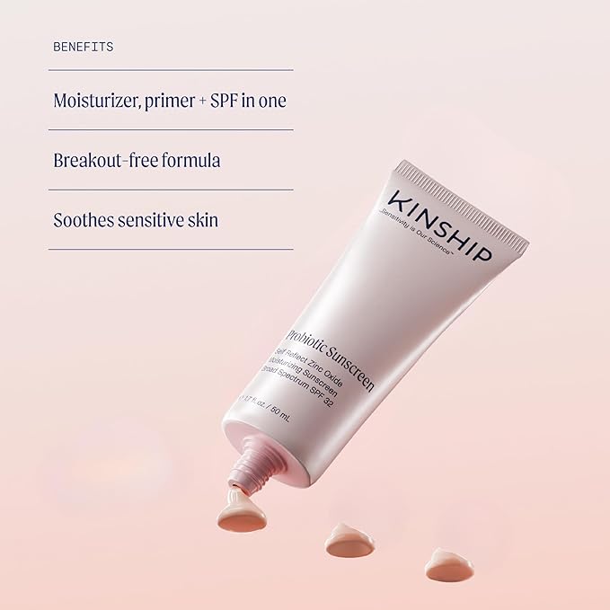 Kinship Zinc Oxide Mineral Sunscreen for Face Self Reflect SPF 32 | Vegan, Reef Safe, Non Toxic Eczema Sunscreen for Sensitive Skin | Sunblock Face Moisturizer with SPF (3.5 oz)-FemmiqueWomen