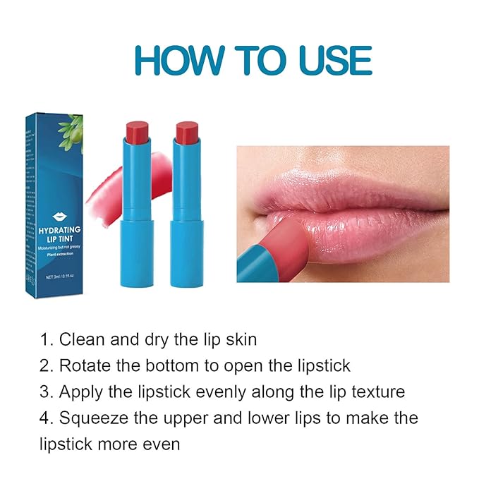 2pcs Thrive Lip Tint Hydrating, Strong Moisturizing Effect Tinted Lip Balm Hydrating, Natural Ingredients Sheer Moisture Lip Tint, Non-Sticky and Long-Lasting Lip Care-FemmiqueWomen