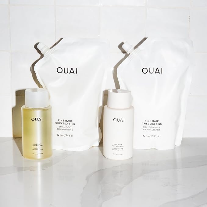 OUAI Fine Shampoo - Volumizing Shampoo with Strengthening Keratin, Biotin & Chia Seed Oil for Fine Hair - Delivers Clean, Weightless Body - Paraben, Phthalate & Sulfate Free Hair Care (10 Fl Oz)-FemmiqueWomen