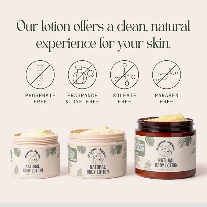 Natural Body Lotion for Sensitive Skin, Scent Free, Sulfate & Paraben Free Body Care, Moisturizer With Essential Oils, Vitamin E Oil, Beeswax, Extra Virgin Olive Oil, Raw Honey, 8 oz-FemmiqueWomen