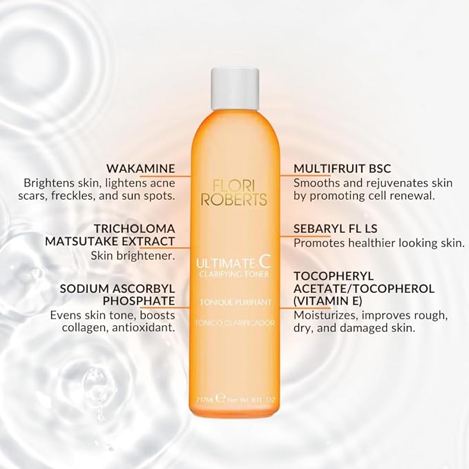 Ultimate-C Clarifying Toner by Flori Roberts, Facial Toner for Women of Color or Deeper Skin Tones, Protects Against Signs of Aging, Refreshing, Hydrating, Calming, Alcohol-Free-FemmiqueWomen