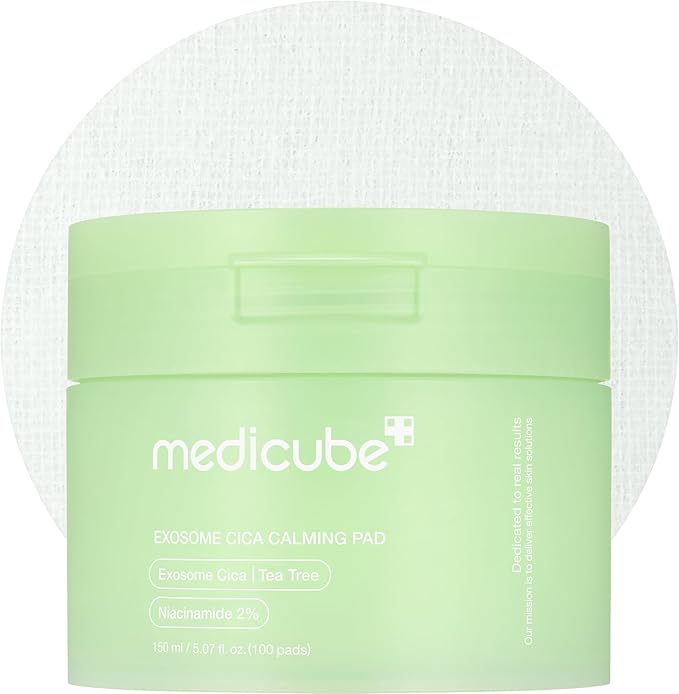 medicube Exosome CICA Tea Tree Calming Toner Pads for Sensitive Skin with Centella Asiatica Help Reduce Redness & breakouts. Low-irritating & Hydrating Daily Care, Korean Skincare, Vegan (100 Pads)-FemmiqueWomen