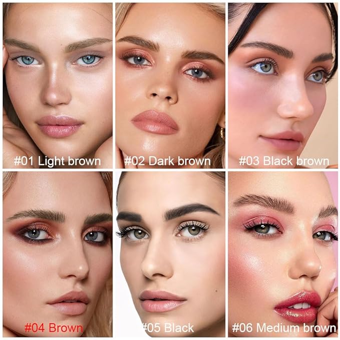 1Pcs Brown Magic Microblading Eyebrow Pencil Contouring Pen Brow for Eyes, Dual-Ended Micro-Fork-Tips Applicator for Hair Like Strokes with Dual-ended Eyebrow Brush Long Wear Waterproof lápiz de cejas-FemmiqueWomen