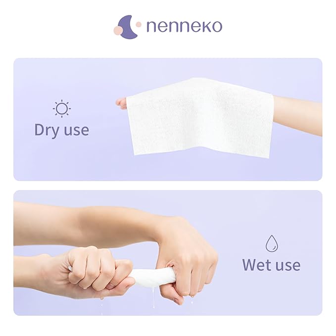 Disposable Face Towel XL Facial Wipes - Organic Vegan Biodegradable Face Towels,Ultra Soft Thick Wash Cloths for Adults and Baby, 100% Cotton Dry Wipes for Washing and Drying-FemmiqueWomen