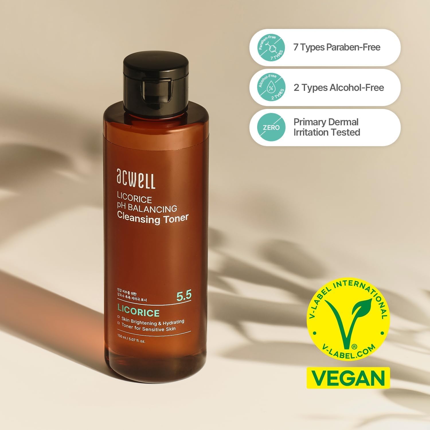 ACWELL Licorice pH Balancing Korean Toner for Cleansing - Alcohol-Free PH5.5 Hydrating Facial Astringent -Skin Clarifying & Hydration Boosting Toner, 5.1 fl.oz. 2 Pack-FemmiqueWomen