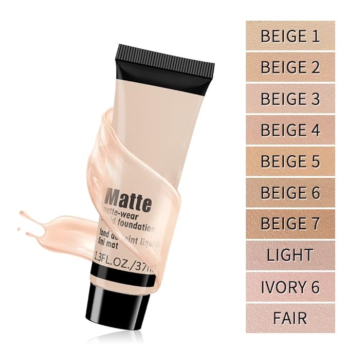 1 Pack Liquid Foundation Cream for Face Makeup,Durable Full Coverage Matte Concealer Make Up,Oil Control & Waterproof Base Primer -1 Fl.Oz (BEIGE 3#)-FemmiqueWomen