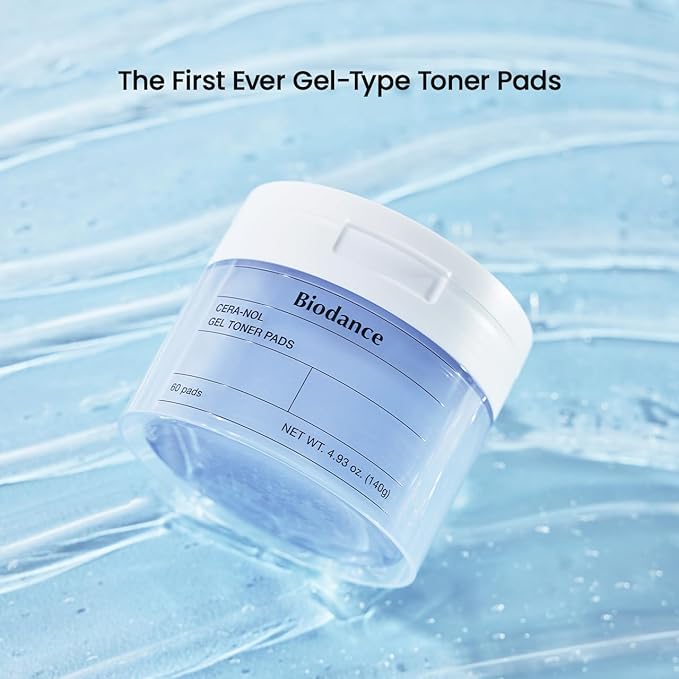 Biodance Cera-NOL Gel Toner Pads, Hydrating & Soothing for Sensitive Skin, Redness Reducing, Gentle Exfoliating Toner Pads, Korean Skincareㅣ4.93 fl.oz.(140g)*60Pads-FemmiqueWomen