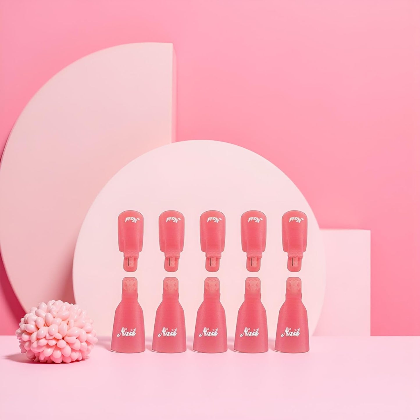 10 Pcs Pink Plastic Acrylic Nail Art Soak Off Cap Clip UV Gel Polish Remover Wrap Tool Gel Nail Polish Remover Clips for Fingernail Removal Soak Off Clips Wrap Cleaner Cap Clip Nail Polish Removers-FemmiqueWomen