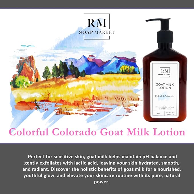 Goat Milk Lotion, Colorful Colorado Fragrance, Hydrating Lotion for Men and Women With Nourishing Goat Milk, Shea Butter, Sunflower Oil, and Aloe, White Lilies & Sweet Pea Scent, 9 Oz-FemmiqueWomen