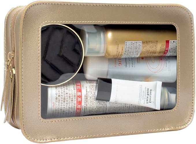 Clear Makeup Bag Small, TSA Approved Portable Toiletry Bag with Zipper Cosmetic Travel Bag Makeup Organizer Case Mini Makeup Pouch for Purse Car Organizer Bag for Women Men-FemmiqueWomen
