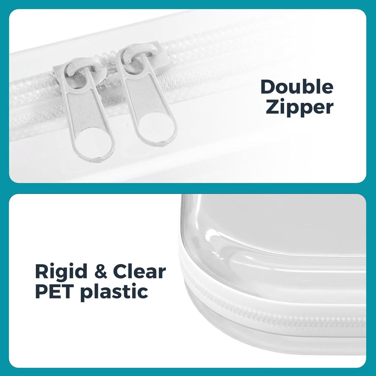 【6-Pack】 Clear Hard Shell Zipper Case Set | Durable Travel Pouches for Toiletries, Makeup Storage Organizer, Toy Storage Box | Transparent Cosmetic Bags with Zipper for Organization (white)-FemmiqueWomen