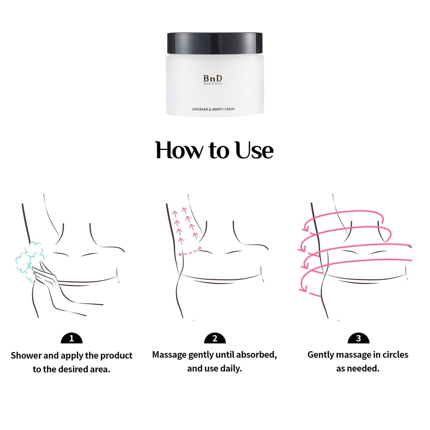 BnD Underarm Cream 3.4fl oz Moisturizing cream Body care Personal hygiene Korean beauty-FemmiqueWomen