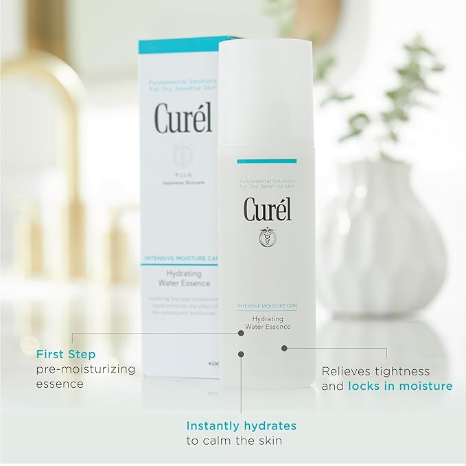 Curel Japanese Skin Care Hydrating Water Essence Toner, Water Based Face Moisturizer for Dry Skin, Serum for Face, 5 Oz-FemmiqueWomen