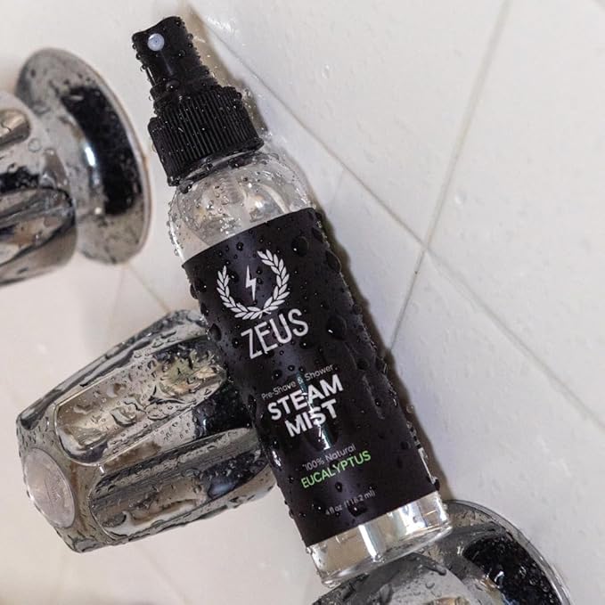 ZEUS 100% Natural Eucalyptus Oil Steam Mist, Aromatherapy Spray for Shower, Sauna, Bath & Pre-Shave, Nasal Relief & Spa-Inspired Refreshment (Made in USA) 4 oz.-FemmiqueWomen