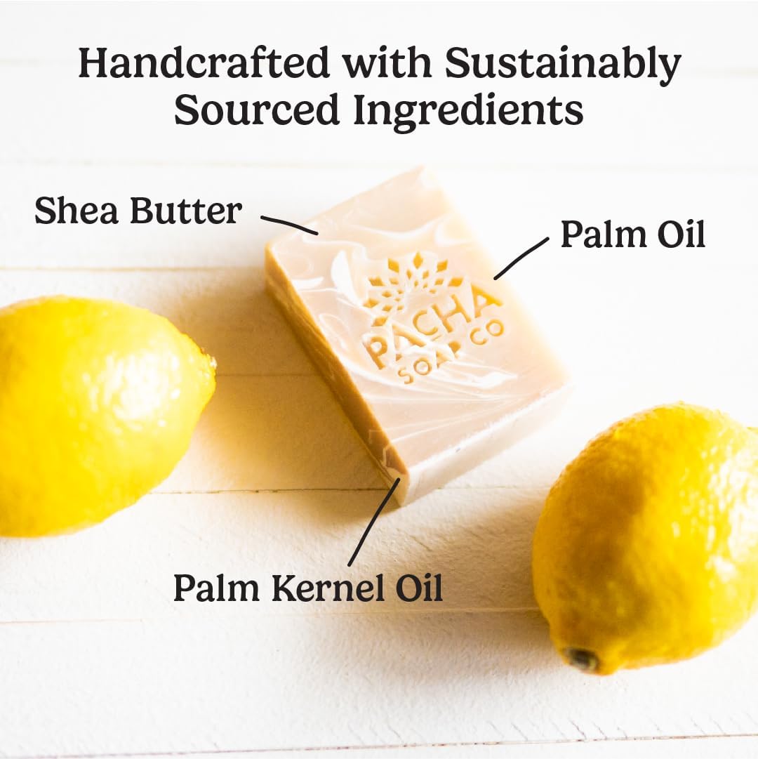 Pacha Soap Co. Bar Soap - Premium, Handcrafted, Hydrating, Natural Face Wash, Hand Cleanser, Body Wash, Soothing Essential Oils (Coconut Lemon, 5-Pack, 4 oz ea)-FemmiqueWomen