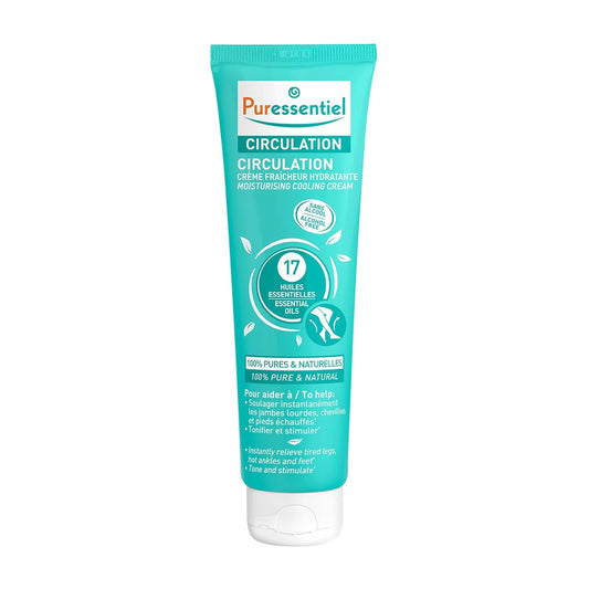 Puressentiel Circulation Moisturizing Cooling Cream - 100% Pure And Natural Oils - Alcohol Free - Supports Circulation - Provides Instant, Lasting Relief For Tired Legs, Ankles And Feet - 3.4 oz-FemmiqueWomen