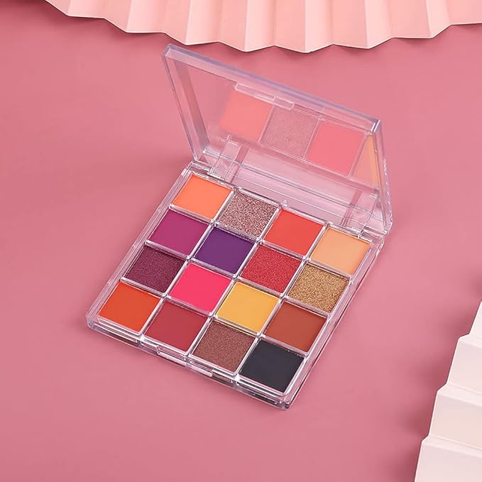 16 Girds Colorful Matte Shimmer Eyeshadow Palette for Eye Makeup,High Pigmented Eye Shadow Primers Powder Palet de sombras de ojos-Glitter Color#-FemmiqueWomen