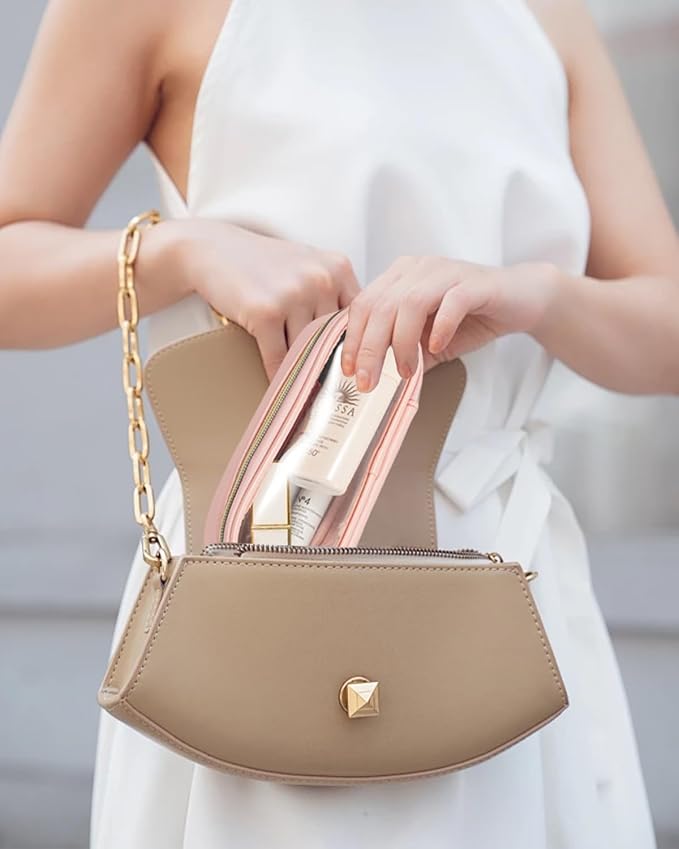 Clear Makeup Bag Small, TSA Approved Portable Toiletry Bag with Zipper Cosmetic Travel Bag Makeup Organizer Case Mini Makeup Pouch for Purse Car Organizer Bag for Women Men-FemmiqueWomen