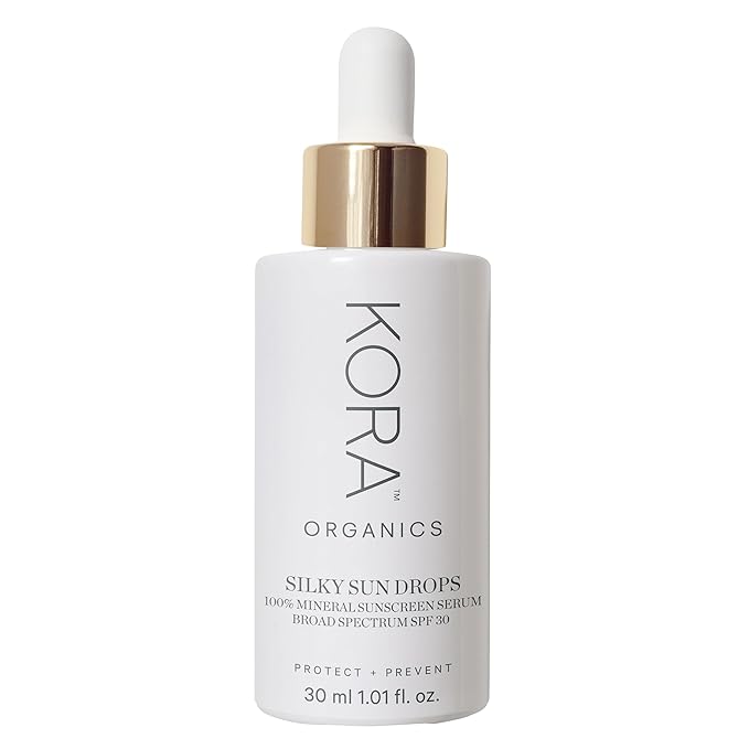 KORA Organics Silky Sun Drops, Mineral Sunscreen Serum SPF 30 with Reef-Safe Non-Nano Zinc Oxide, UVA/UVB Protection, Certified Organic, Cruelty Free, 1.01 oz-FemmiqueWomen