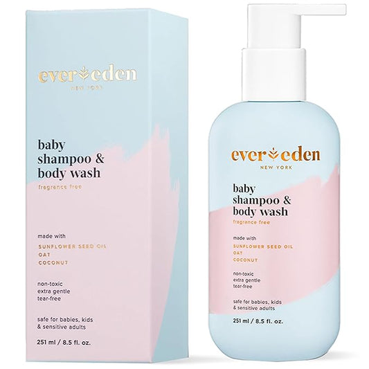 Evereden Baby Shampoo & Body Wash 2-in-1, 8.5 fl oz | Gentle, Non-Toxic, Fragrance-Free, Hydrating Formula for Sensitive Skin-FemmiqueWomen