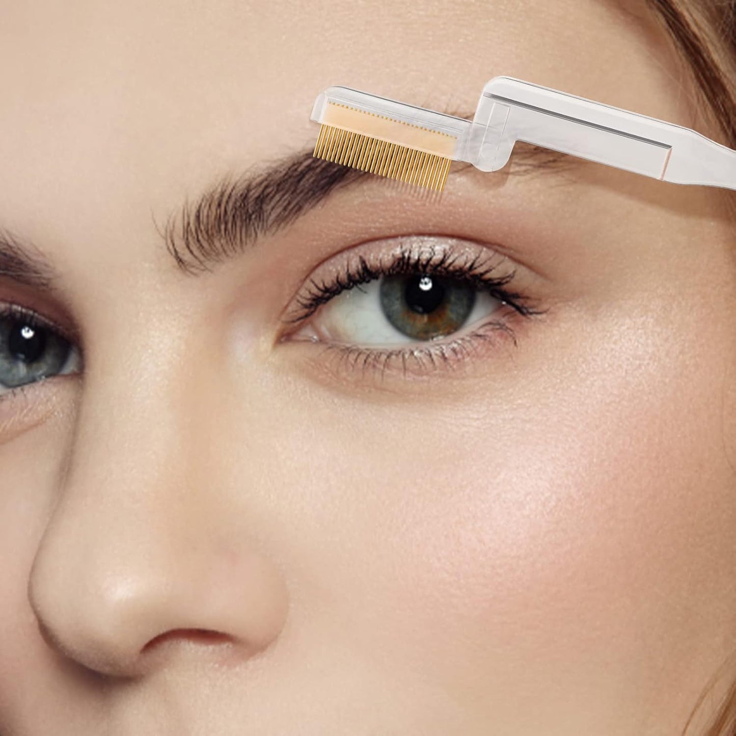 G2PLUS 2PCS Folding Eyelash Comb, Eyelash Separator Tool, White Eyebrow Comb Metal Teeth, Eyelash Brush Tool for Lash & Brow-FemmiqueWomen