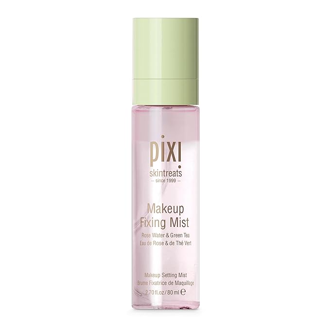 Pixi Beauty Makeup Fixing Mist 80ml, All Over Setting Spray For Longer Wearing Makeup, Rose Water and Green Tea Infused, 2.7 Fl Oz-FemmiqueWomen