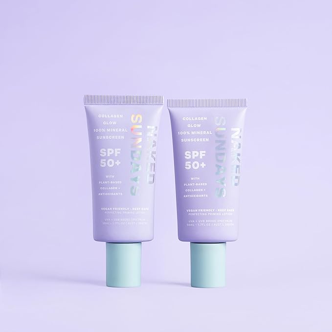 Naked Sundays SPF 50 Mineral Facial Sunscreen, Hydrating SPF with Zinc Oxide, Primer & Sheer Tint for Healthy Glow - 2 pack-FemmiqueWomen