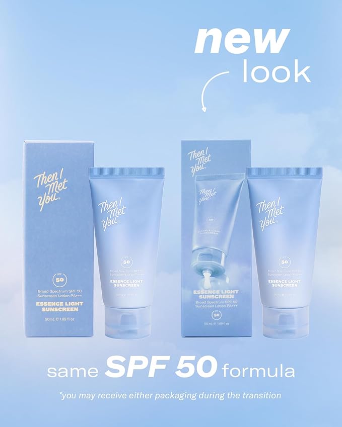 Then I Met You Essence Light Sunscreen, Broad Spectrum SPF 50 Lotion PA+++, with Hyaluronic Acid, Vegan, Cruelty-Free, 1.69 oz-FemmiqueWomen