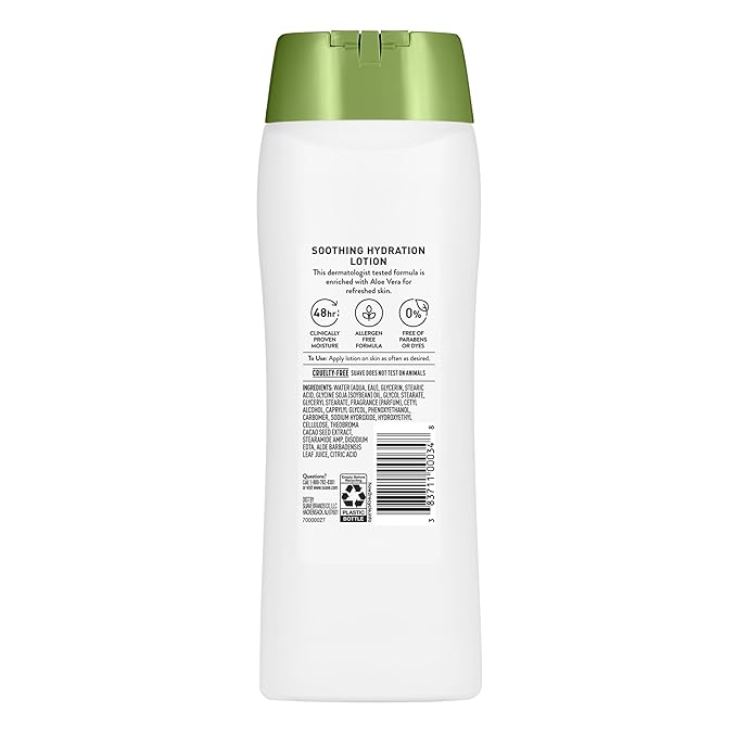 Suave Soothing Hydration Hand & Body Lotion With Aloe Vera Refreshes Dry Skin, Fast Absorbing, Intensive Moisturizing Cream For Women, Non Greasy, Allergen Free, 18 FL OZ, 6 Pack-FemmiqueWomen