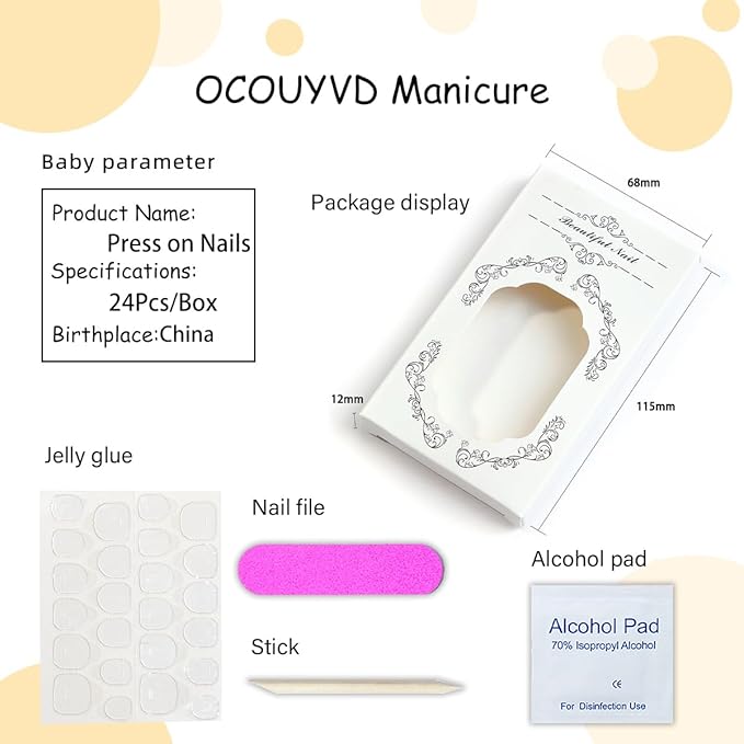 Long Almond Shaped Press on Nails Brown Gradient Design Fake Nails Glossy Reusable False Nails Fully Cover Acrylic Nails Stick on Nails for Women Nail DIY Decoration Accessories 24 Pcs