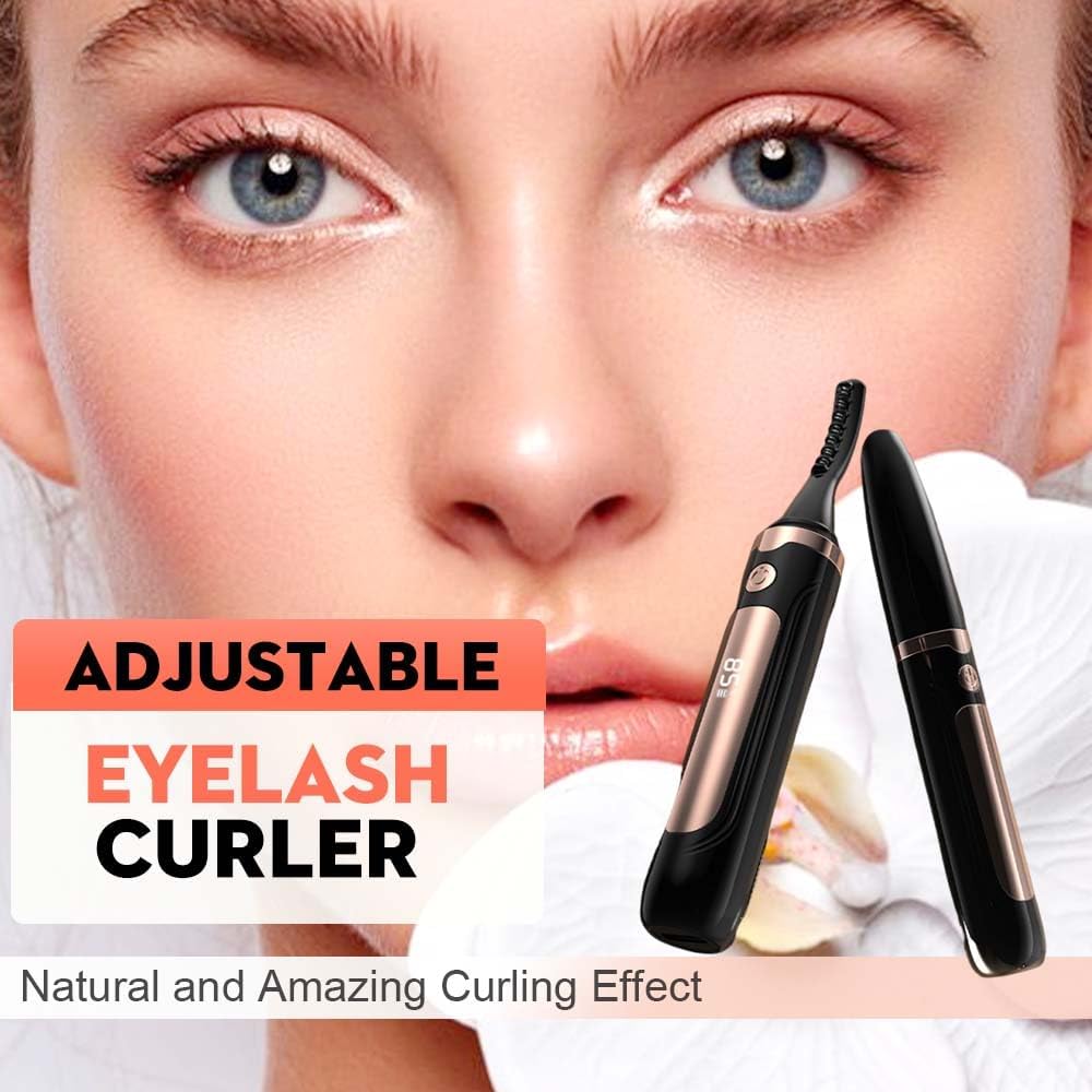 Heated Eyelash Curler, 2025 New Electric Eyelash Curler, Portable USB Type-C Makeup Tools for Travel,Women (Black*1)-FemmiqueWomen