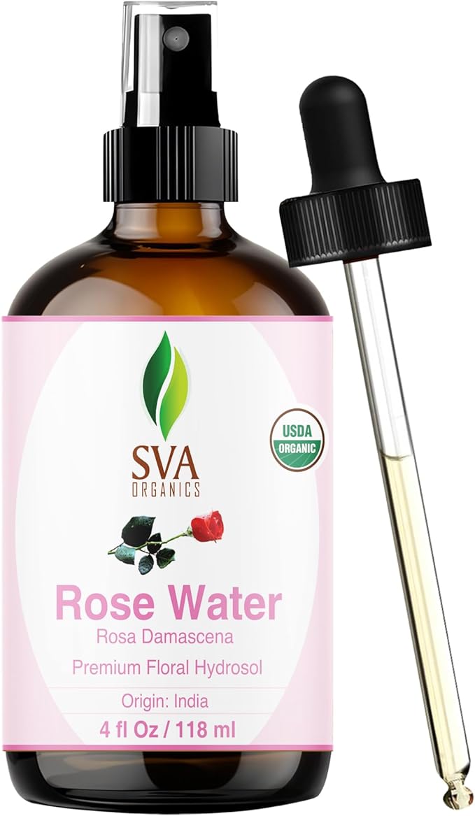 SVA ORGANICS Rose Water 4oz (118 ml) Refreshing Rose Water Spray for Skin Care, Skin Hydration, Bath, Soaps, Haircare & Aromatherapy-FemmiqueWomen
