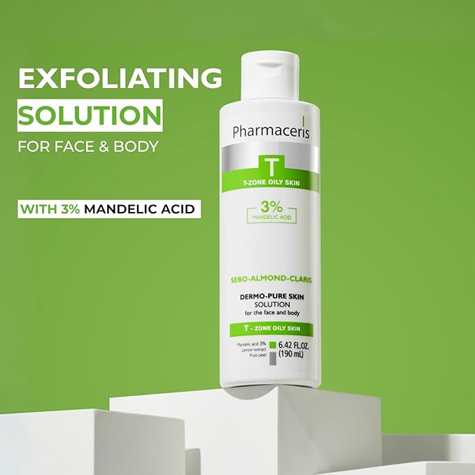 Face & Body Breakout Solution - 3% Mandelic Acid Helps Clarify Blemish & Acne Prone Skin, Face, Back & Chest Pimples Exfoliating & Clearing Treatment, SEBO-ALMOND-CLARIS, 6.42 fl oz-FemmiqueWomen