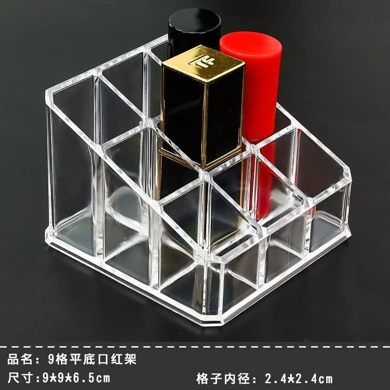 Acrylic Makeup Organizer Cosmetic Storage Display Case Makeup Brush Holder Organizer Lipstick Dispenser Canister Bathroom Container (3.5 x 3.5 x 2.6 in, 9 Partitions, Transparent)-FemmiqueWomen