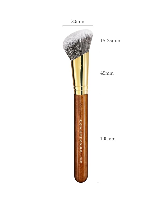 Desert Oak Series SlopeBlur Stipple Brush - Angled Nylon Bristles for Seamless Cream/Liquid/Powder Blending, Contour & Blush Application, Bubinga Handle (CM 192)-FemmiqueWomen