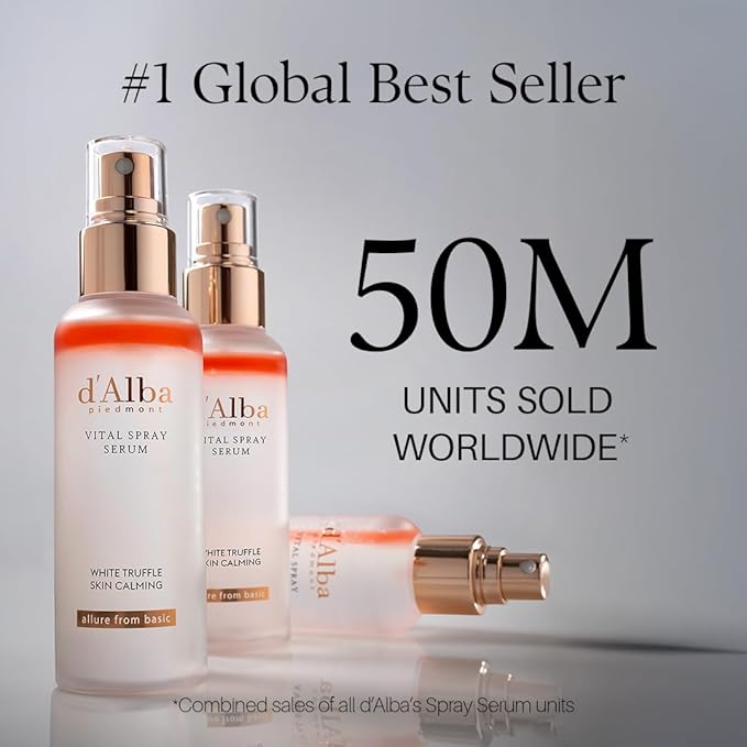 d'alba Piedmont Italian White Truffle Vital Spray Serum, Vegan Skin Care, Calming and Hydrating Facial Mist for Red and Sensitive Skin, Glow Serum, Surfactant Free, All in One, Korean Skin Care-FemmiqueWomen