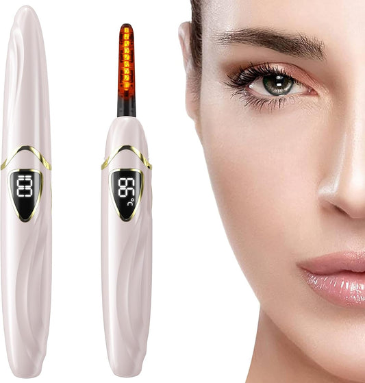 ZAPAL Heated Eyelash Curler, S600 Rechargeable Heated lash Curler, Intelligent Power Off Electric Eyelash Curler Heated Quickly 24 Hs Lasting Natural Makeup for Woman (Petal Pink/Gold, S600-148MM)-FemmiqueWomen