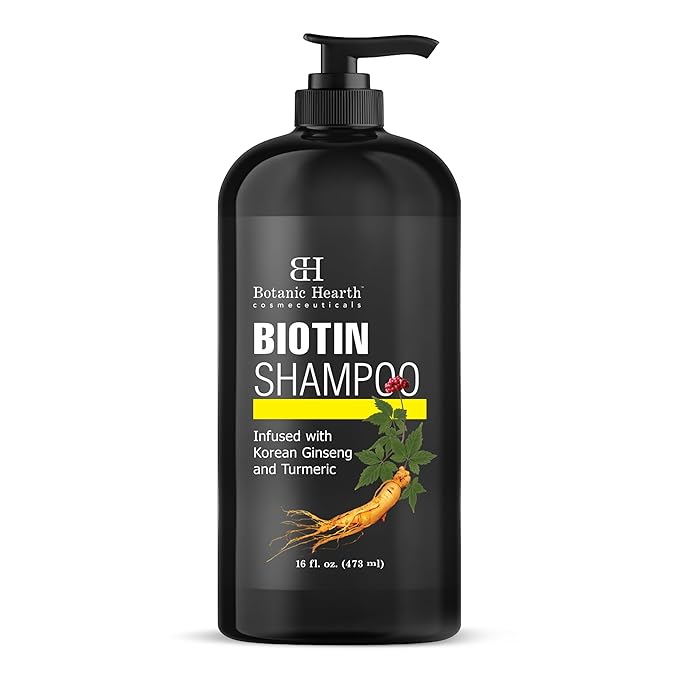 Botanic Hearth Biotin Shampoo | Infused With Korean Ginseng & Turmeric For Stronger, Thicker | Looking Hair | Sulfate & Paraben Free | 16 Fl. Oz-FemmiqueWomen