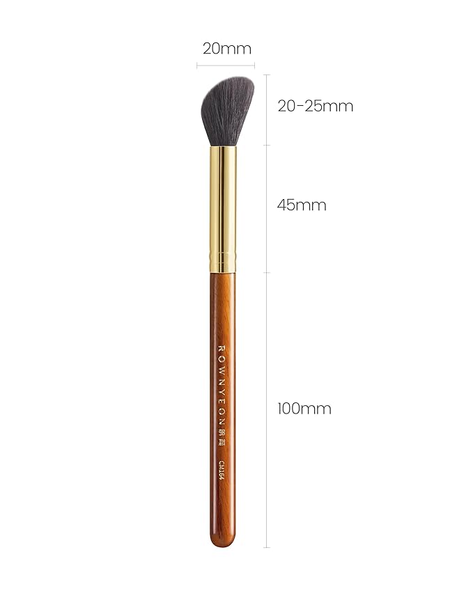 Desert Oak Series Angled Blush Brush - Soft Goat Hair Bristles for Powder/Cream Blush & Bronzer, Ergonomic Ebana Handle & Brass Ferrule, Beginner to Pro (CM 164)-FemmiqueWomen