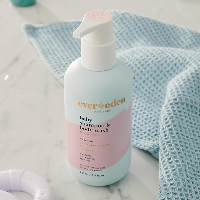 Evereden Baby Shampoo & Body Wash 2-in-1, 8.5 fl oz | Gentle, Non-Toxic, Fragrance-Free, Hydrating Formula for Sensitive Skin-FemmiqueWomen