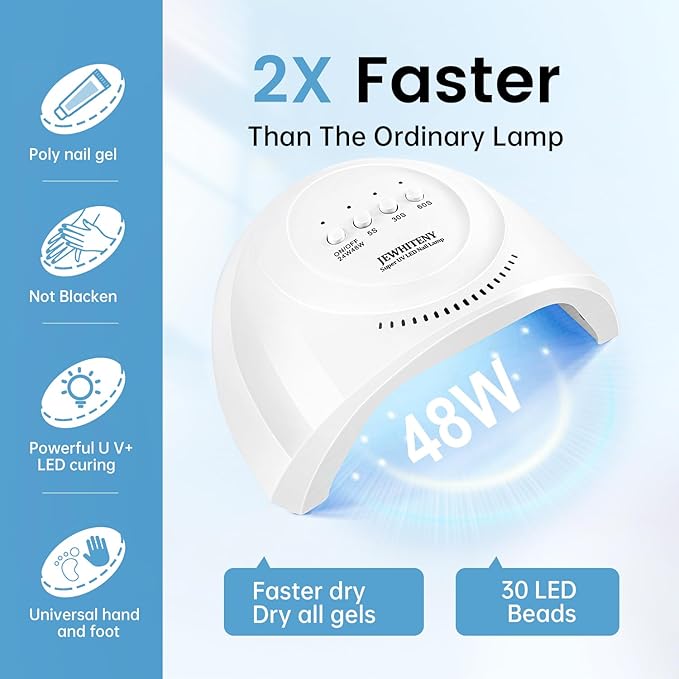 JEWHITENY Poly Nail Gel Kit 14 Colors Purple Nude Grey Black Blue Glitter Tones Starter Kit with UV Lamp Matte & Glossy Top & Base Coat All-in-One Designs DIY At Home-FemmiqueWomen