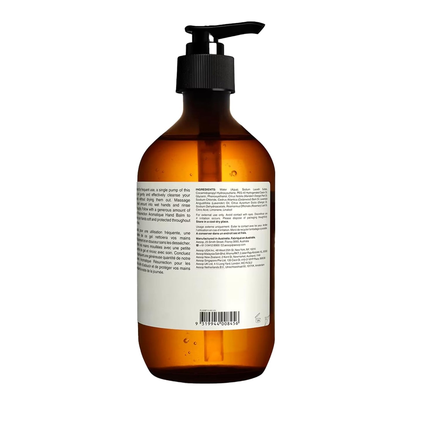 Aesop Resurrection Aromatique Hand Wash | Gentle Cleanser with Orange, Rosemary and Lavender Oils | 500mL / 16.9 oz-FemmiqueWomen