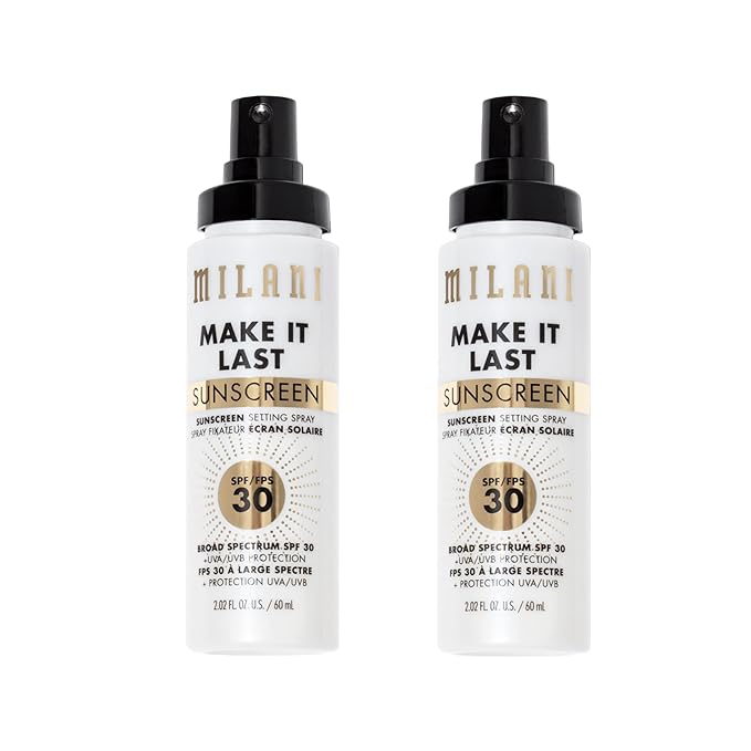 Milani Make It Last Sunscreen - Sunscreen Setting Spray with SPF 30 - Makeup Primer and Setting Spray with SPF30 Sunscreen, Long Lasting Makeup Finishing Spray - 2 Pack-FemmiqueWomen