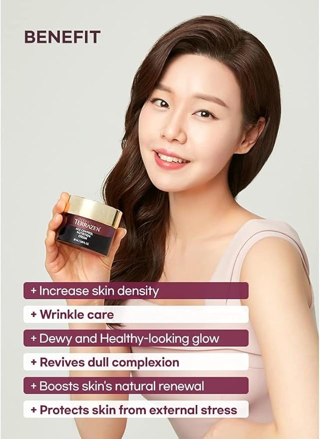 Terrzen Korean Face Cream Age Control Nutrition, 1.69 fl.oz. (50ml), Reduce Wrinkle, Hyaluronic Acid + Plant Stem Cell + Real Protein + Plant Squalane-FemmiqueWomen