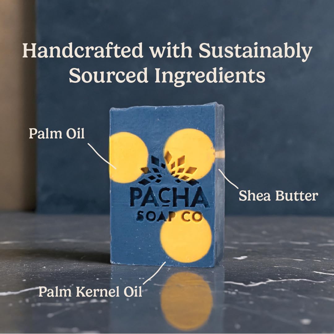 Pacha Soap Co. Bar Soap - Premium, Handcrafted, Hydrating, Natural Face Wash, Hand Cleanser, Body Wash, Soothing Essential Oils (Lavender & Blue Tansy, 5-Pack, 4 oz ea)-FemmiqueWomen